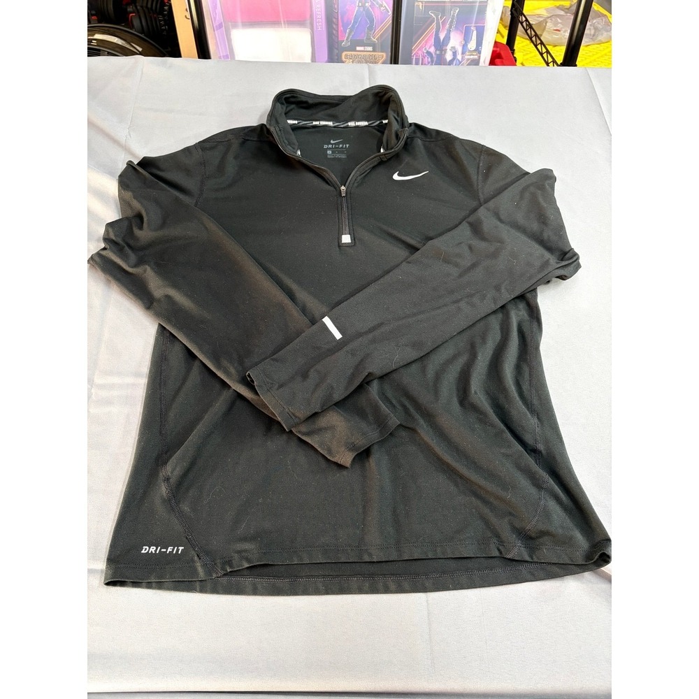 Nike Running Dri-FIT Mens Black 1/2 Zip Pullover Long Sleeve Shirt 904946-010 M